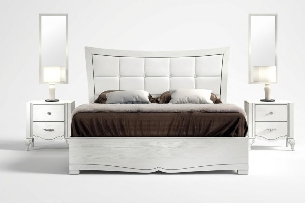 Lit double, lits, lit, rembourrage, bois, designer, cadre de lit double, blanc, cadres de lit.