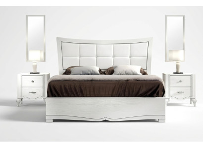 Lit double, lits, lit, rembourrage, bois, designer, cadre de lit double, blanc, cadres de lit.