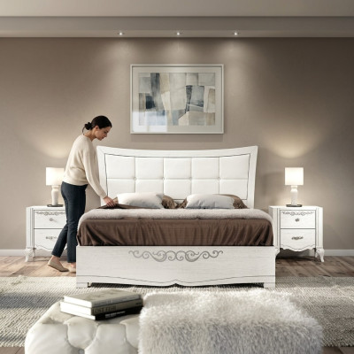 Lit double Lit de luxe en bois Cadre de lit et cadre de lit blanc Design moderne nouveau