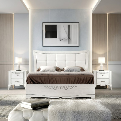 Lit double Lit de luxe en bois Cadre de lit et cadre de lit blanc Design moderne nouveau