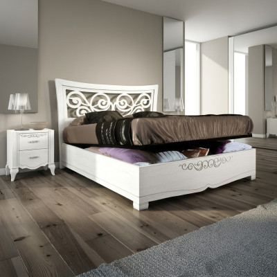 Cadre de lit e lit double Lit Lits de luxe Cadre de lit en bois Blanc Design Moderne nouveau