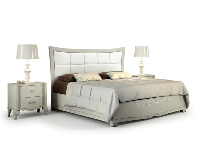 Luxueux ensemble de chambre à coucher comprenant 3 pièces : lit, table de chevet, suite de lits en bois double moderne.