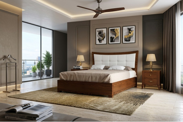 Ensemble de 3 pièces de chambre à coucher Lit Table de chevet Groupe de lits Mobilier en bois