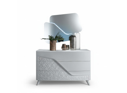 Ensemble de luxe 2pcs Commode Miroir Commodes Bois Console Design Moderne Blanc neuf