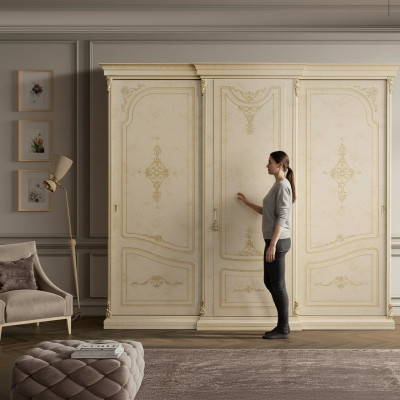 Armoire de luxe Style de garde-robe Mobilier classique Armoires de chambre en bois