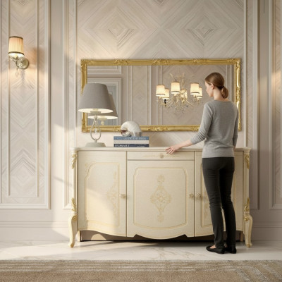 Meuble de style baroque Design Commode Buffet Buffet en bois Italie Buffet bas