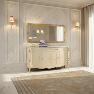 Miroir Buffet Sideboard Buffet Buffet Bois Design Meubles Style Commode Ensemble 2 pièces.