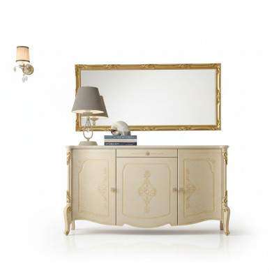 Miroir Buffet Sideboard Buffet Buffet Bois Design Meubles Style Commode Ensemble 2 pièces.