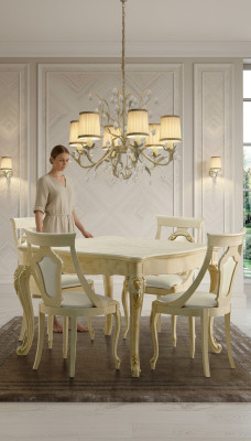 Tables Table à manger Extensible Classique de Design Table Meubles Italiens Bois Salle à manger