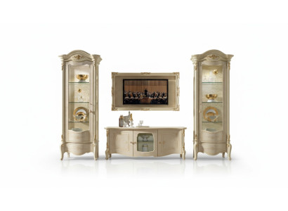 Vitrine classique Vitrines Garde-robe de luxe Bois Style italien Meubles en verre neuf.