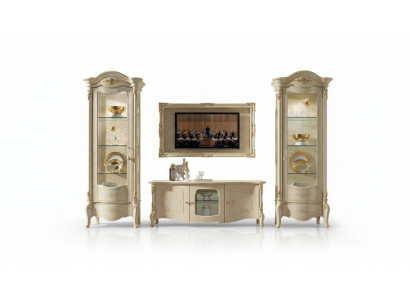 Vitrine classique Vitrines Garde-robe de luxe Bois Style italien Meubles en verre neuf.