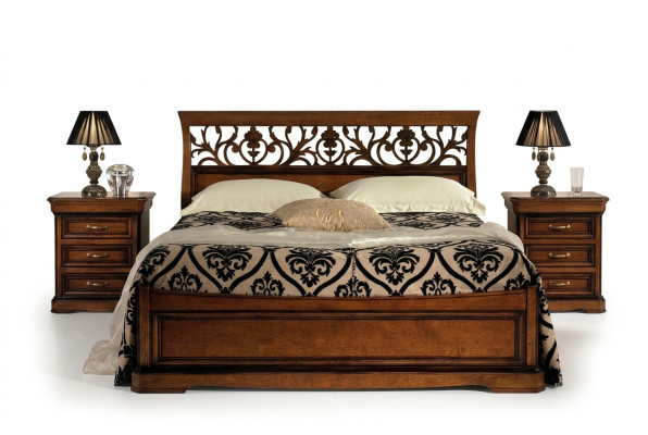 Lit double en bois naturel Mobilier de chambre Lit Mobilier Italie