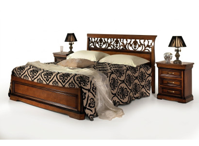 Meubles de chambre italiens Lit Table de chevet Lits en bois massif Ensemble de 3 pièces