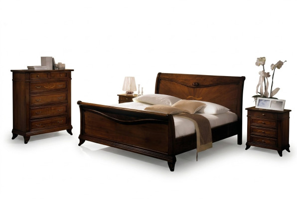Lit double Chambre à coucher Lit Mobilier Bois Design Vaccari giovanni Lits Solide