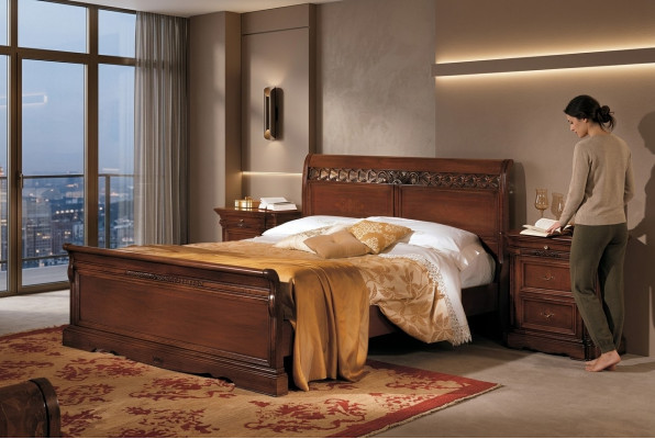 Table de chevet Armoire en bois massif Meuble de lit Double mobilier Chambre Italie 3 pièces