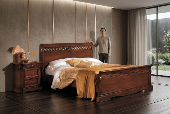 Lit double en bois massif Mobilier de chambre à coucher Design Mobilier de lit Vaccari cav giovanni