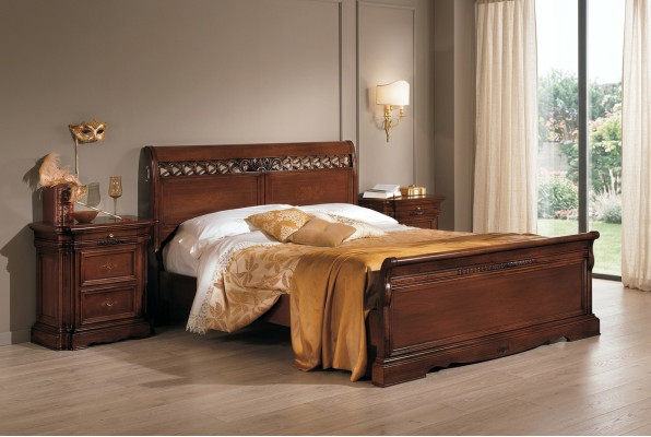 Lit double en bois massif Mobilier de chambre à coucher Design Mobilier de lit Vaccari cav giovanni
