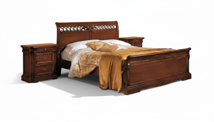 Lit double en bois massif Mobilier de chambre à coucher Design Mobilier de lit Vaccari cav giovanni