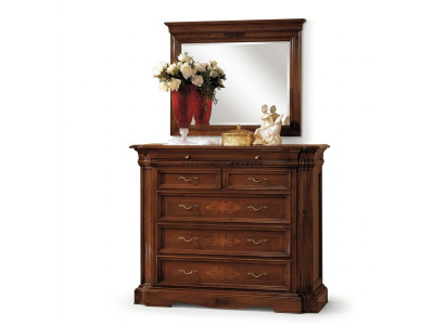 Commode en bois massif avec miroir Buffet Commodes Ensemble de meubles italiens 2 pièces.