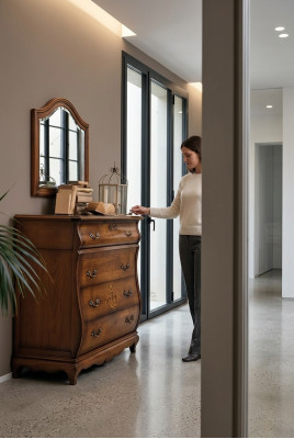Commode Buffet Armoire Bois Commodes Meubles italiens Miroir massif 2 pièces