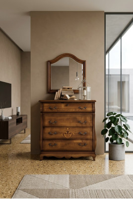 Commode Buffet Armoire Bois Commodes Meubles italiens Miroir massif 2 pièces