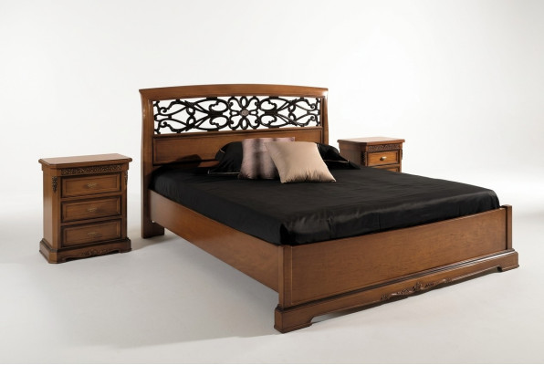Lit double en bois Lits en bois massif Meubles de chambre à coucher Vaccari Cav Giovanni Lit