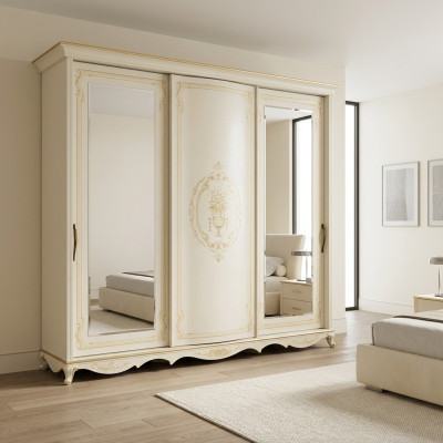 Armoire Chambre Miroir Armoires à vêtements Garde-robe Blanc Bois Italie