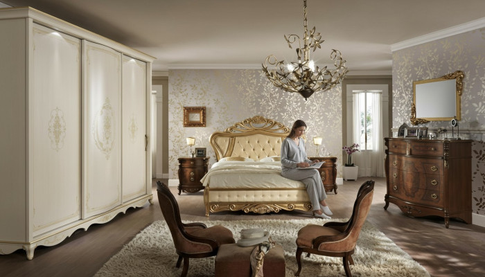 Mobilier de chambre Lit Armoire tiroir Table de chevet avec tiroirs Commode 5 pièces