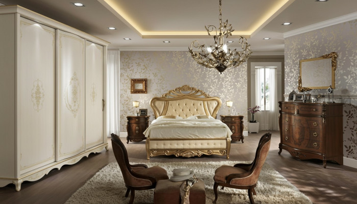 Mobilier de chambre Lit Armoire tiroir Table de chevet avec tiroirs Commode 5 pièces