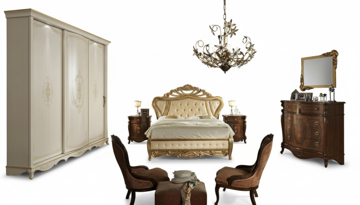 Mobilier de chambre Lit Armoire tiroir Table de chevet avec tiroirs Commode 5 pièces
