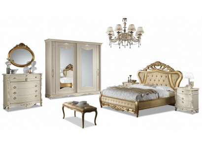 Lit double Chambre Mobilier Armoire Table de chevet avec tiroirs Commode 5 pièces