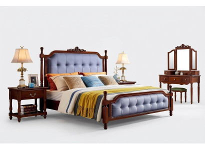 Lit Chambre de luxe Lit double Bois Lit rembourré Cadre de lit Chesterfield