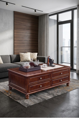 Classique Table basse Table Salon Bois Tables basses avec tiroirs
