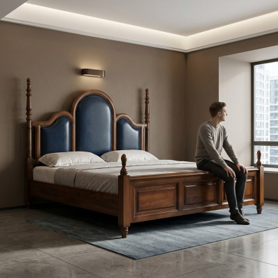 Lit double Bois Rembourrage Chambre de luxe Lits Cadre de lit double