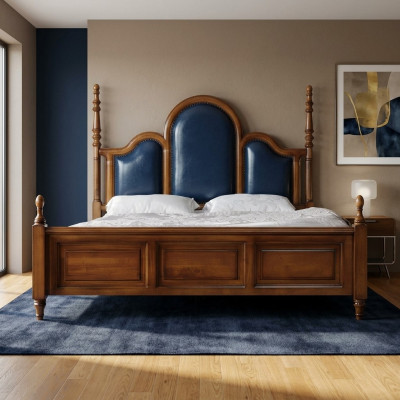 Lit double Bois Rembourrage Chambre de luxe Lits Cadre de lit double