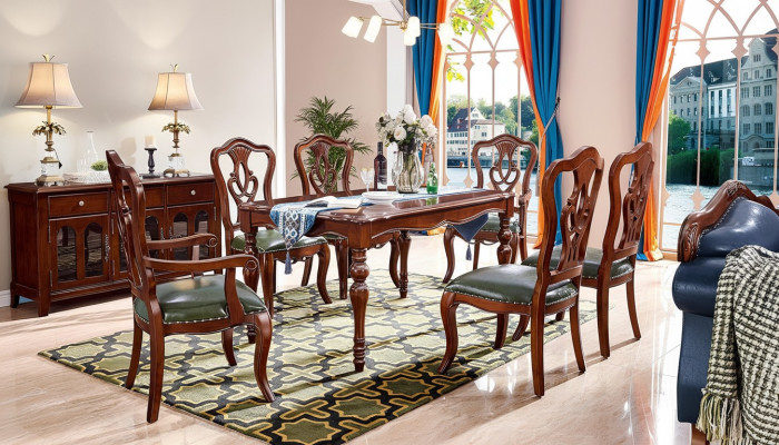 Ensemble complet de 6 chaises Groupe de salle à manger Chaise en bois Mobilier de luxe Baroque