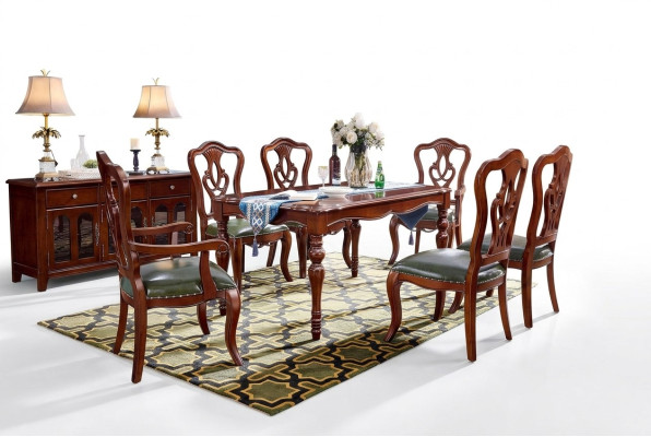 Ensemble complet de 6 chaises Groupe de salle à manger Chaise en bois Mobilier de luxe Baroque