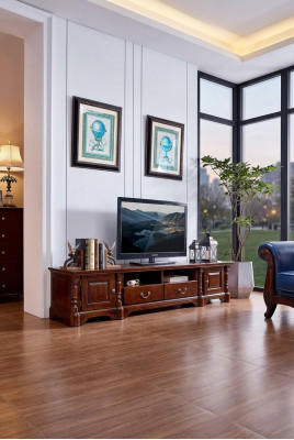 Meuble télé classique en bois, armoire de rangement pour téléviseur, meuble télé en bois de salon.