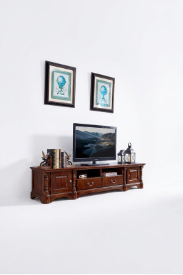 Meuble télé classique en bois, armoire de rangement pour téléviseur, meuble télé en bois de salon.