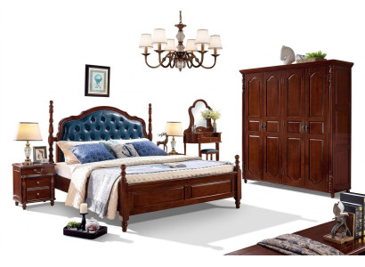 Lit 2x Tables de chevet 3 pcs. Ensemble de chambre à coucher Design de Luxe Classique