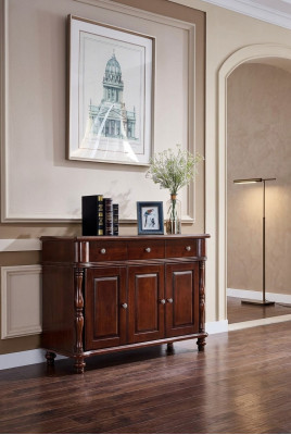 Commode Marron Buffet Bahut Armoire en Bois Massif Mobilier Design