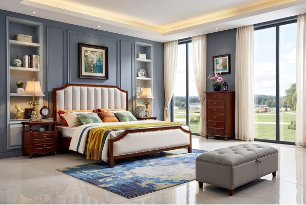 Chambre de luxe Lit Lit double Cadre de lit en bois Design de meubles Lits