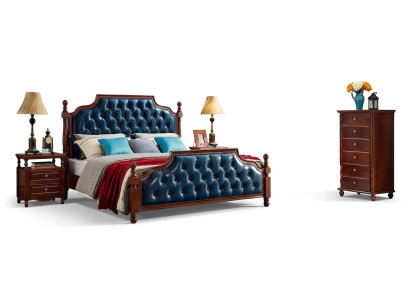 Lit double Chesterfield Chambre de luxe Lit en bois Meubles rembourrés