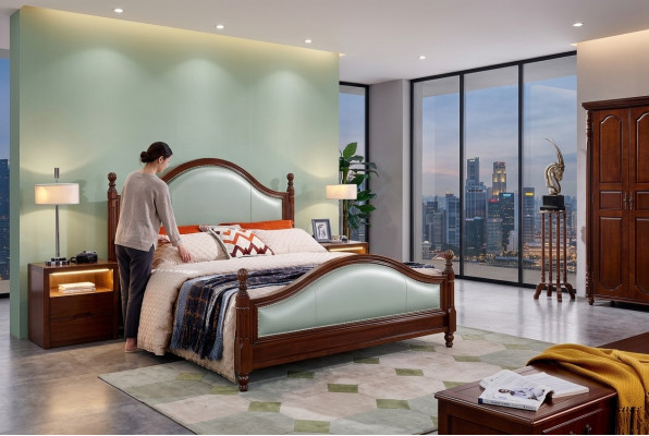 Lit Double lit Lit en bois Meubles Bois massif Chambre en bois Lits