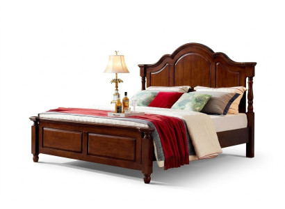 Classique Lit double Chambre Lit Mobilier Bois Lits Massif Marron