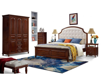 Ensemble chambre à coucher Lit 2x Tables de chevet Armoire Classique 4 pièces.