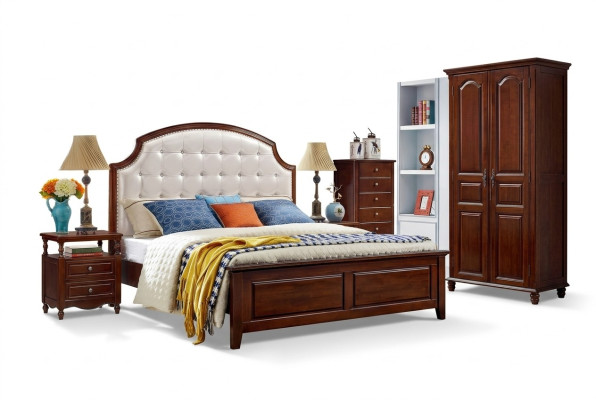 Mobilier de lit Design en bois Lits Lit double solide Chambre classique