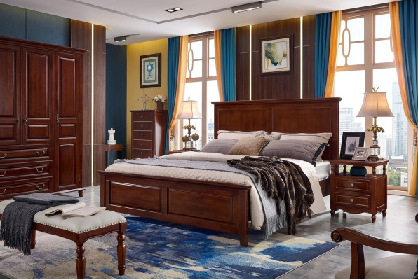 Lit de luxe Cadre de lit en bois Lit double Cadre de lit Lits Lits doubles Meubles