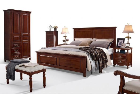 Lit de luxe Cadre de lit en bois Lit double Cadre de lit Lits Lits doubles Meubles