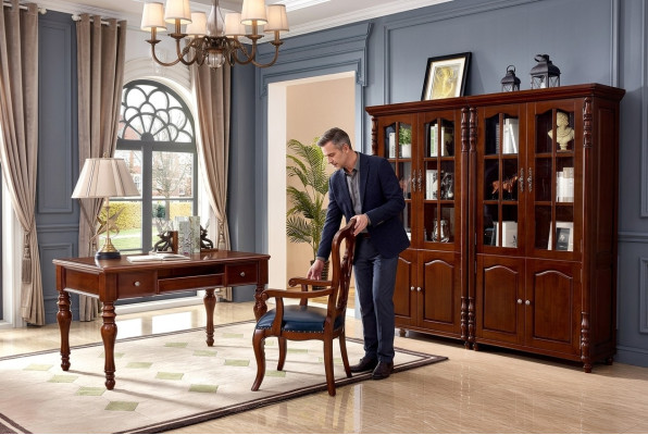 Ensemble de bureau pour étude, 4 pièces. Chaise 2x Étagère de livres Mobilier de bureau